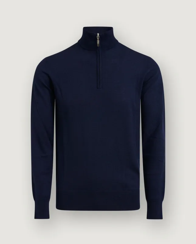 Lichtgewicht Cashmere Half-Zip Trui - Donkerblauw sold by Pauw Amsterdam