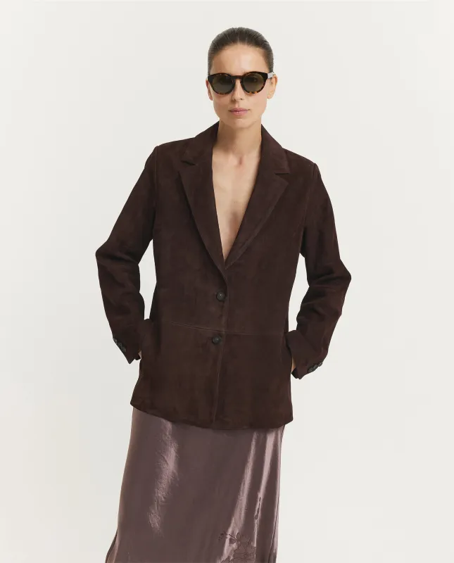 Suede Blazer - Bruin made by Vince