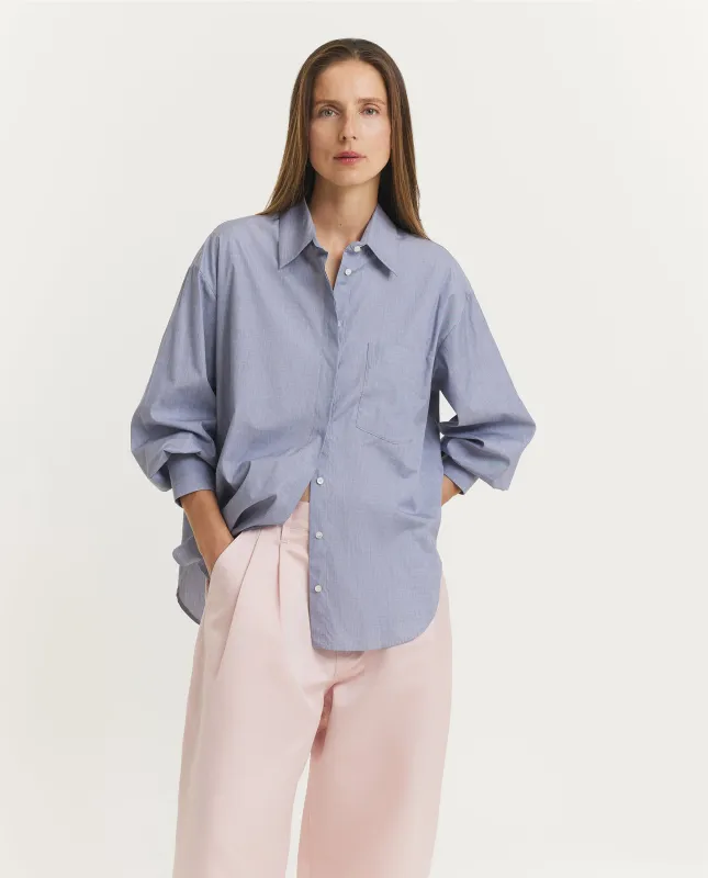 Katoen Pinpoint Masculine Shirt - Blauw sold by Pauw Amsterdam