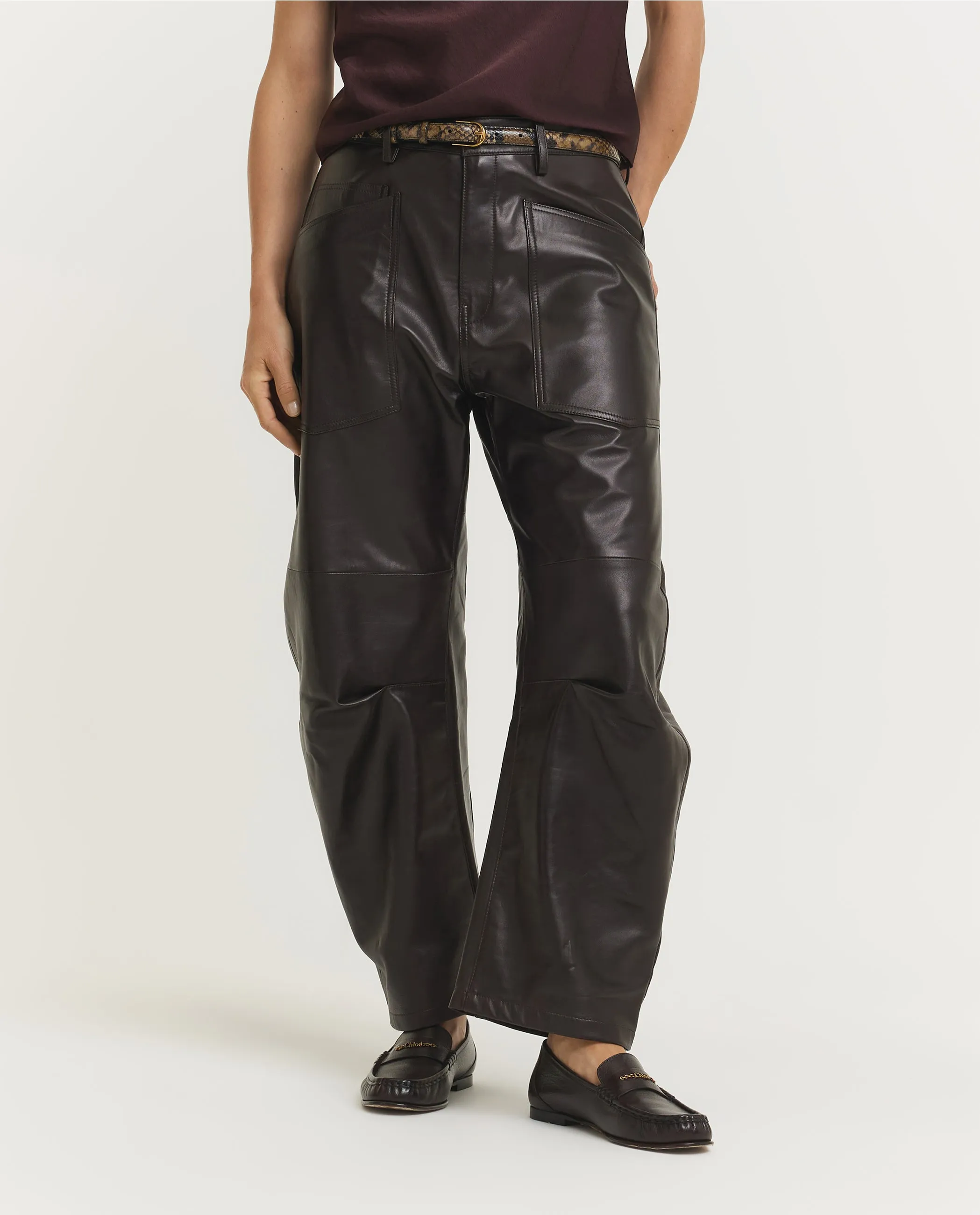 Shon Leren broek - Bruin sold by Pauw Amsterdam product image thumbnail 2