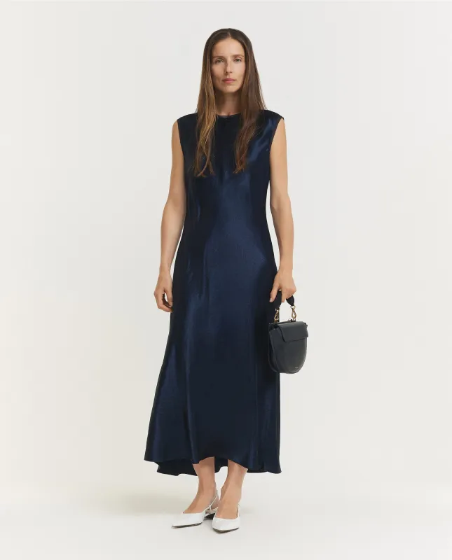 Satijnen Kapmouw Jurk - Blauw sold by Pauw Amsterdam