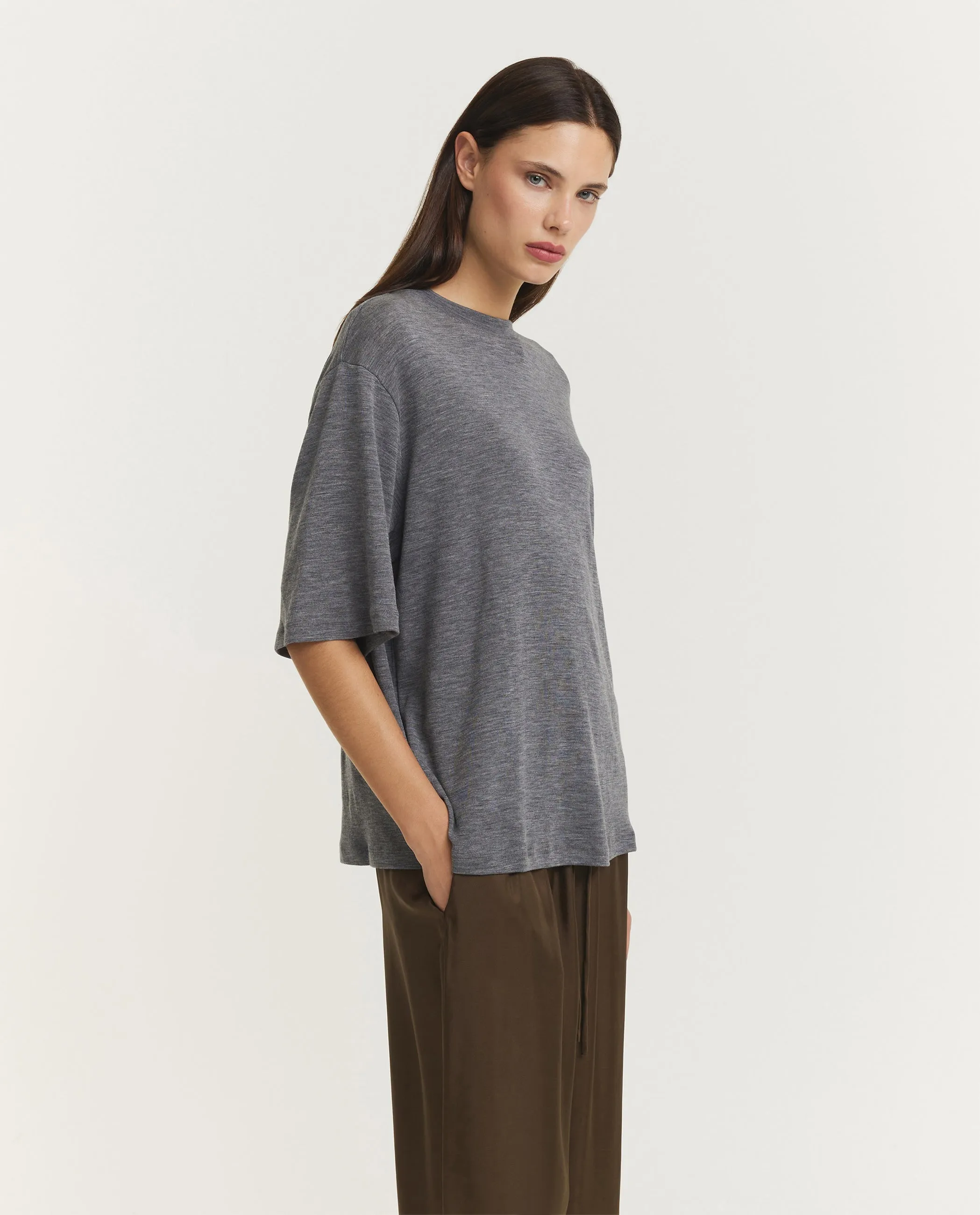 Oversized Merino T-Shirt - Grijs sold by Pauw Amsterdam product image thumbnail 4