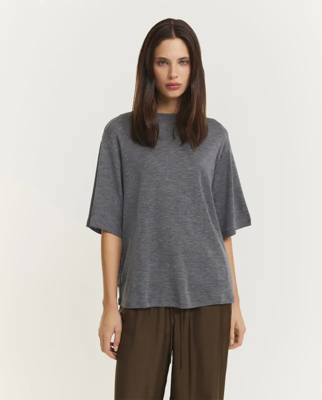 Oversized Merino T-Shirt - Grijs sold by Pauw Amsterdam