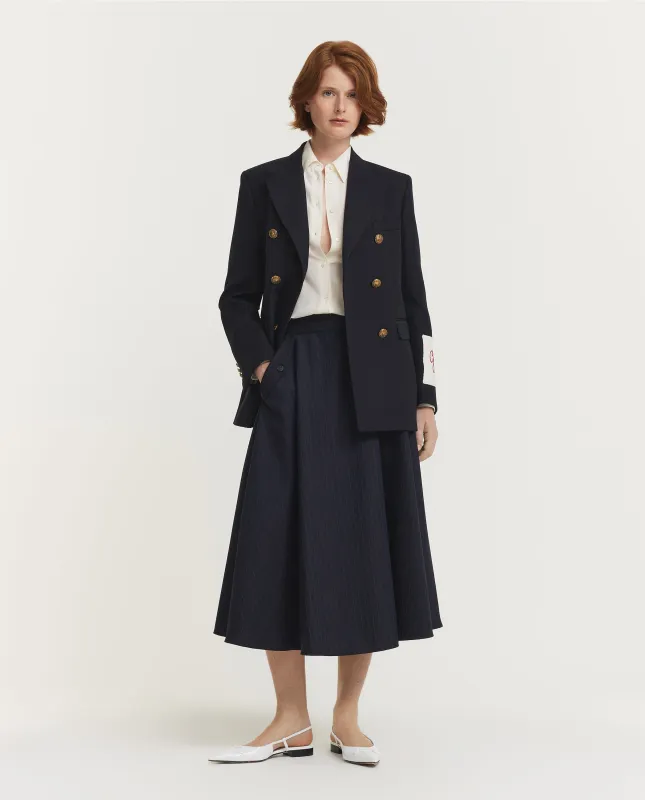 Wollen Cirkel Rok - Donkerblauw sold by Pauw Amsterdam