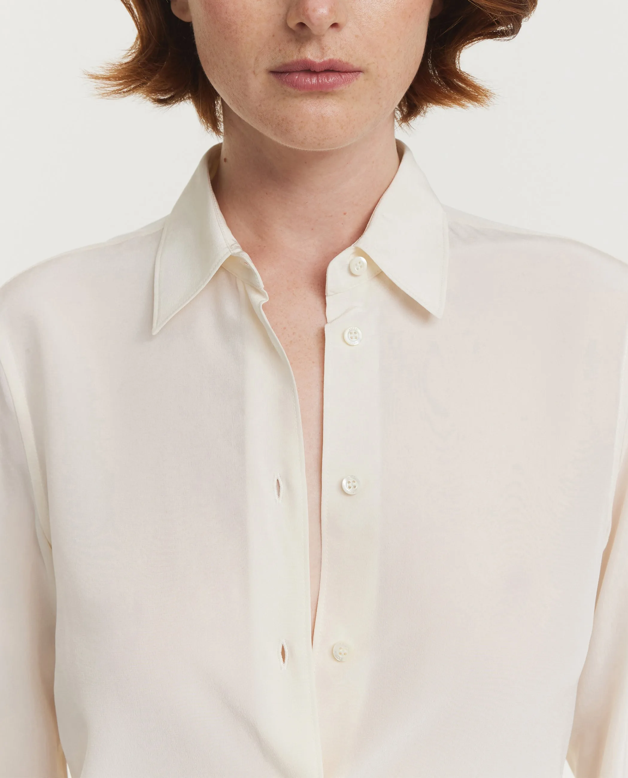 Zijden Crêpe Shirt - Ecru sold by Pauw Amsterdam product image thumbnail 2