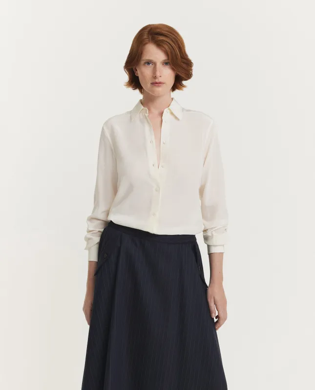 Zijden Crêpe Shirt - Ecru sold by Pauw Amsterdam