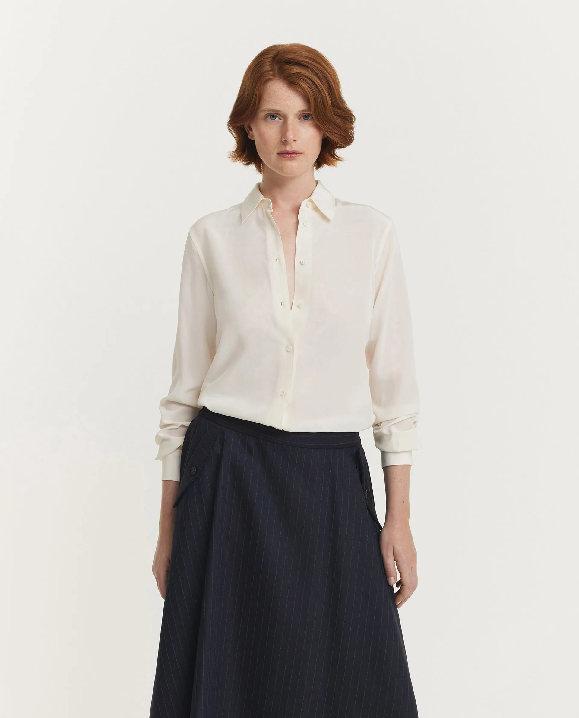 Zijden Crêpe Shirt - Ecru sold by Pauw Amsterdam