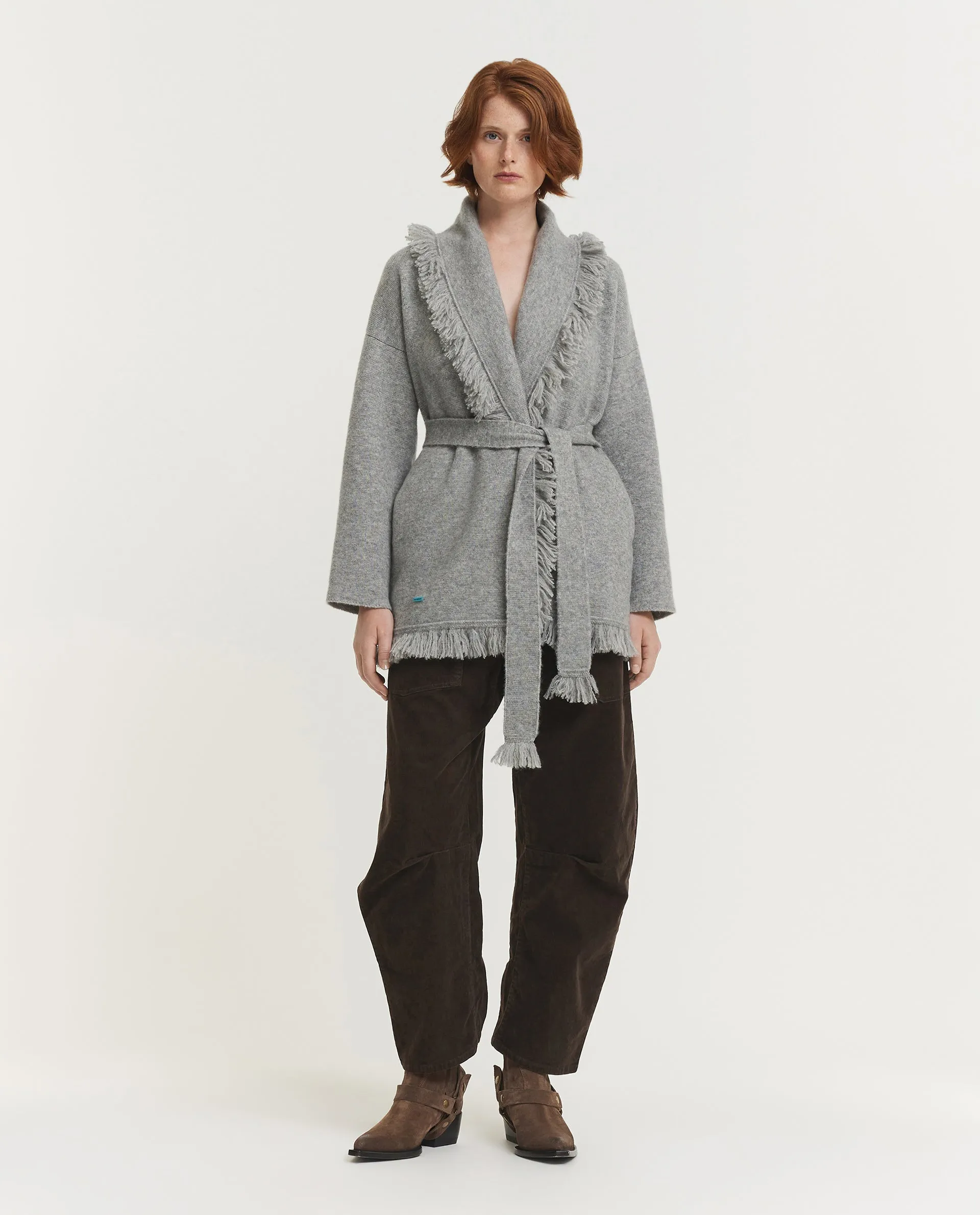 Cashmere Zijde Franje Vest - Lichtgrijs sold by Pauw Amsterdam product image thumbnail 3