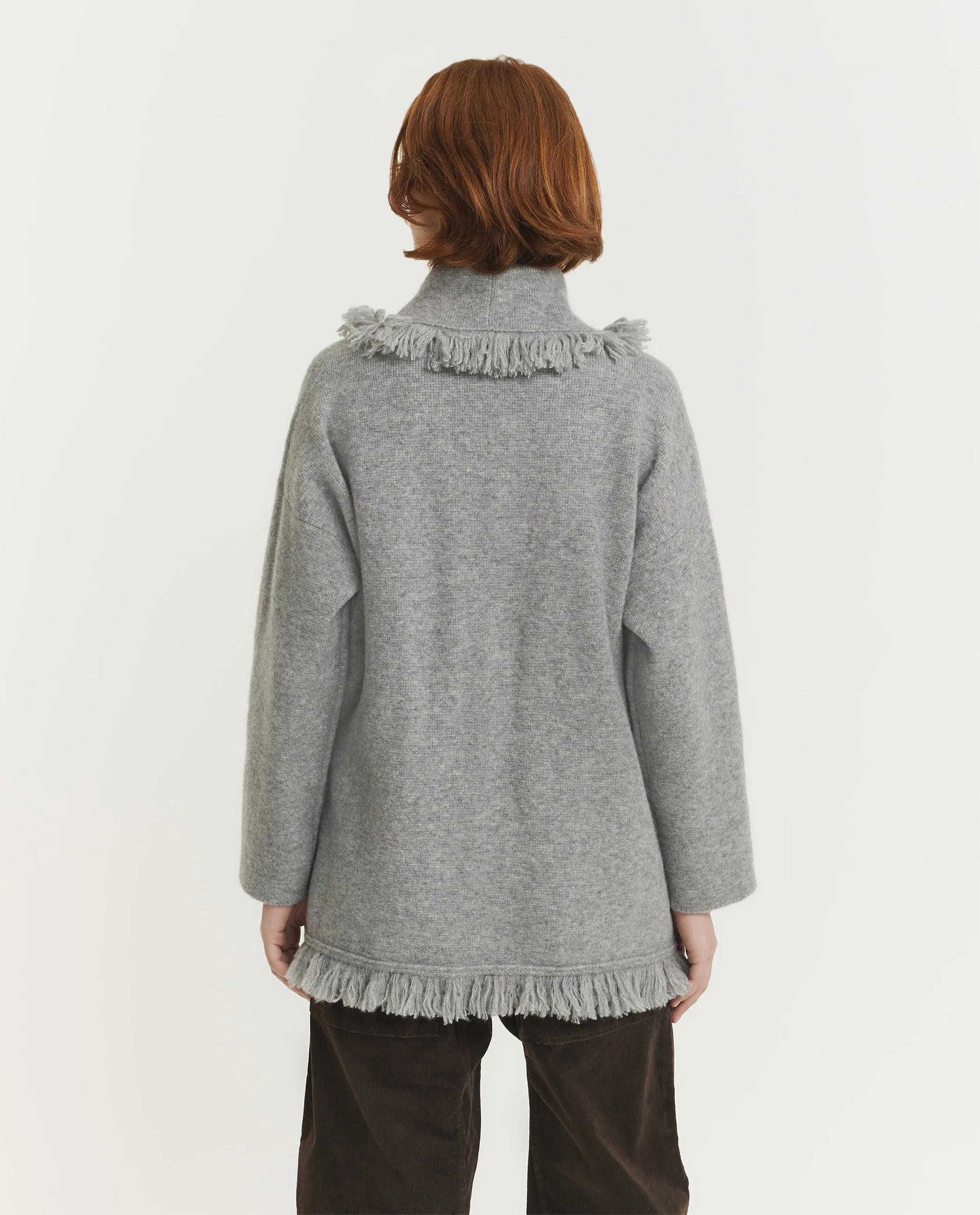 Cashmere Zijde Franje Vest - Lichtgrijs sold by Pauw Amsterdam product image thumbnail 5