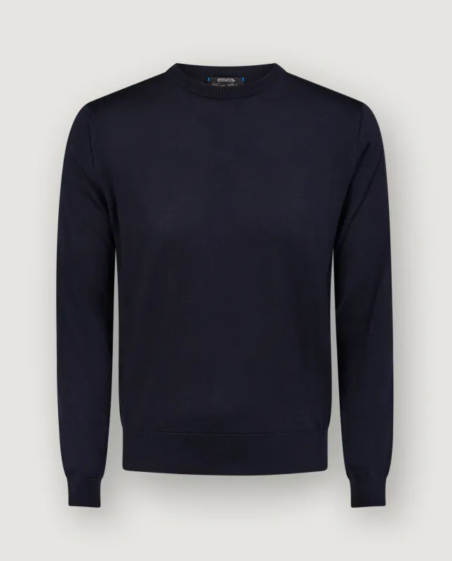 Lichtgewicht Cashmere Ronde Hals Trui - Donkerblauw sold by Pauw Amsterdam