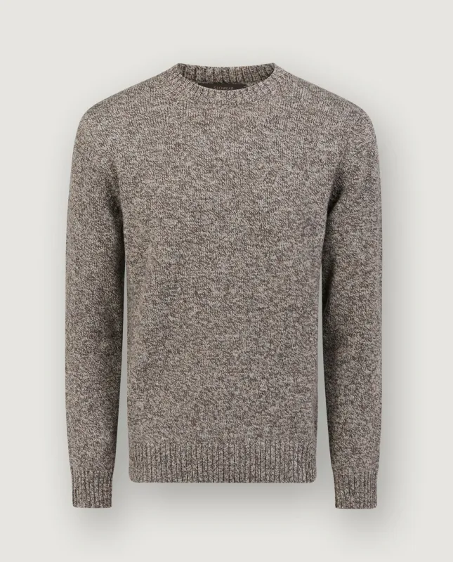 Ronde Hals Melange Trui - Lichtbruin sold by Pauw Amsterdam