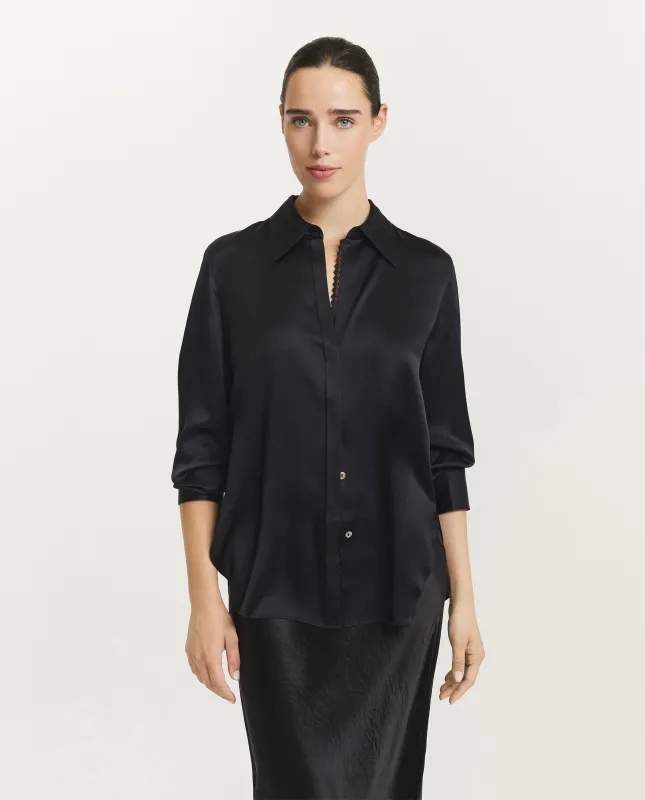 Relaxed Zijden Blouse - Zwart sold by Pauw Amsterdam