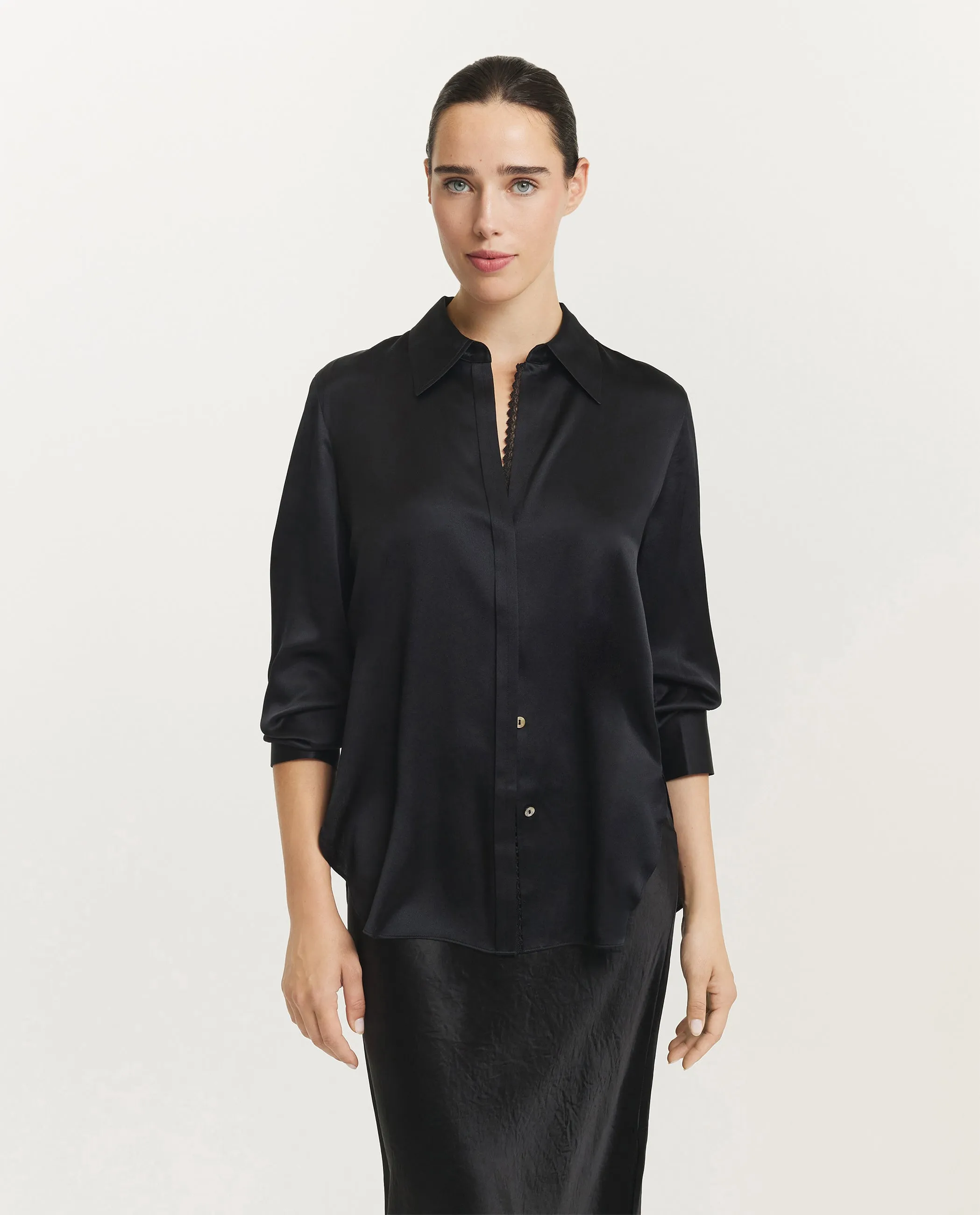 Relaxed Zijden Blouse - Zwart sold by Pauw Amsterdam