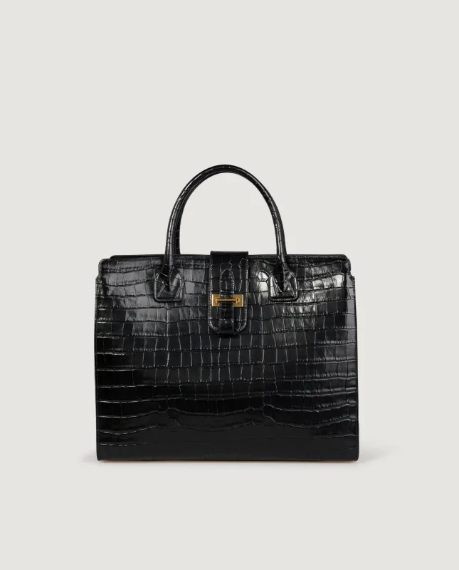 Croco Lou Tas - Zwart sold by Pauw Amsterdam
