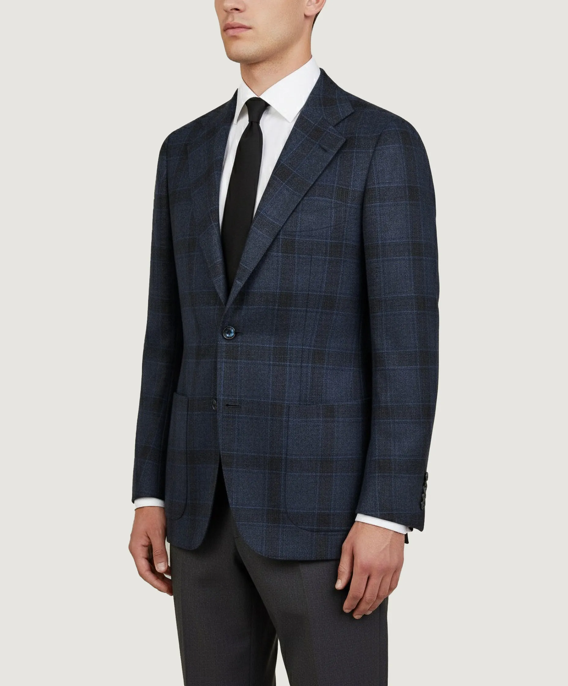 Geruit Handgemaakt Cashmere Jasje - Blauw sold by Pauw Amsterdam product image thumbnail 2