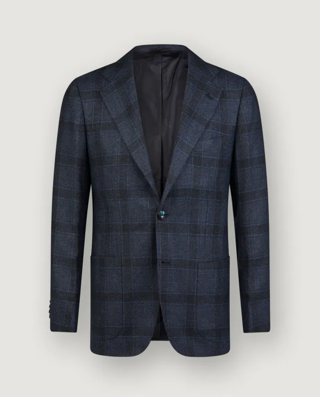 Geruit Handgemaakt Cashmere Jasje - Blauw sold by Pauw Amsterdam