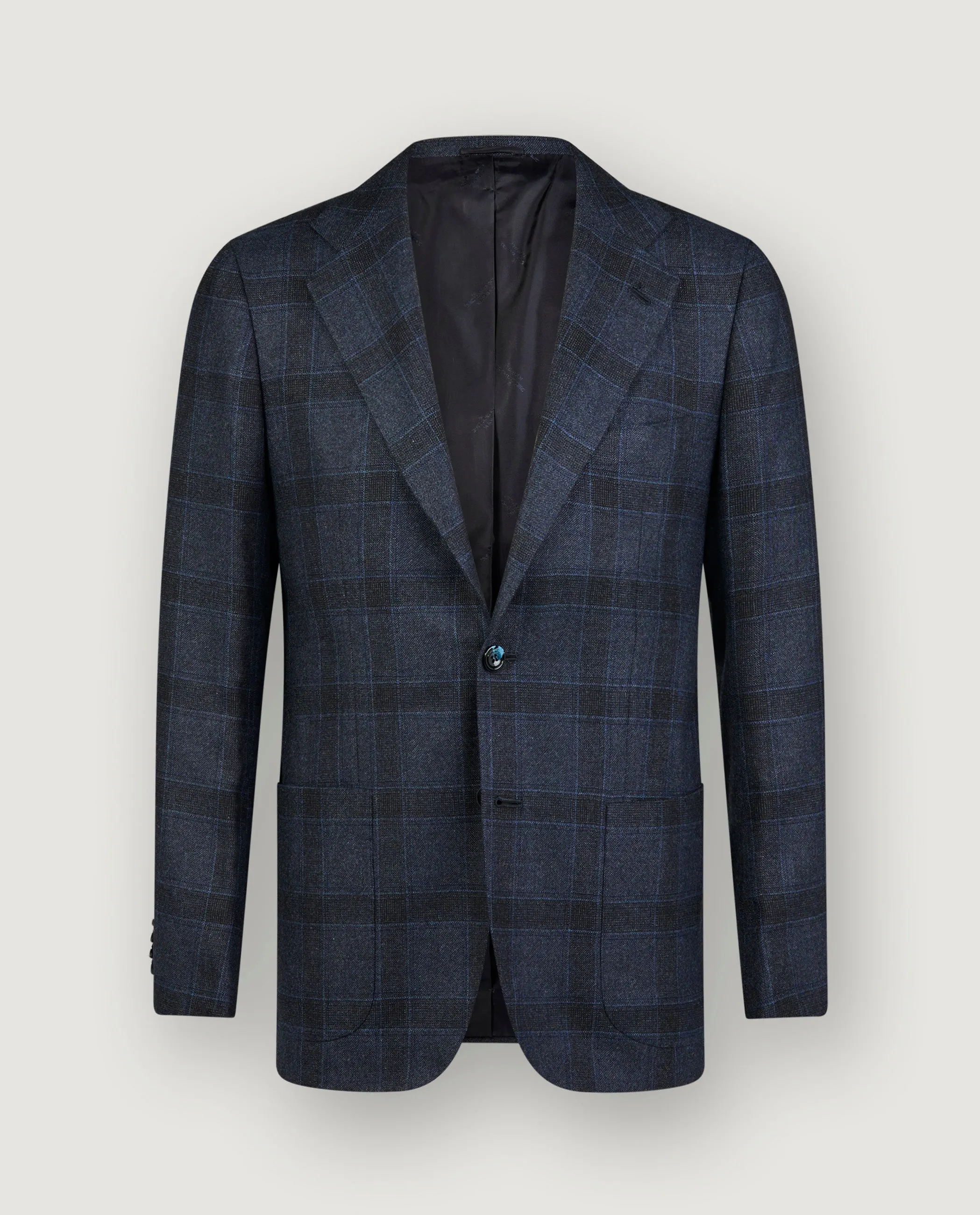 Geruit Handgemaakt Cashmere Jasje - Blauw sold by Pauw Amsterdam