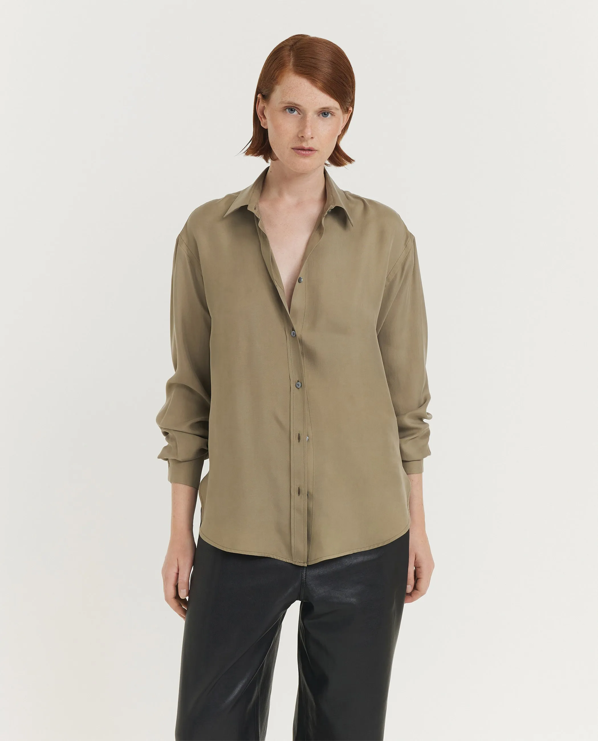 Zijden Quirino Blouse - Groen sold by Pauw Amsterdam