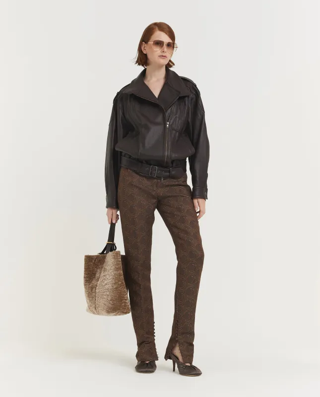 Jacquard Pandoris Pantalon - Bruin made by Dries Van Noten