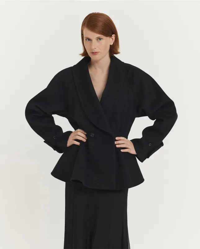 Kort Wollen Jas - Zwart sold by Pauw Amsterdam