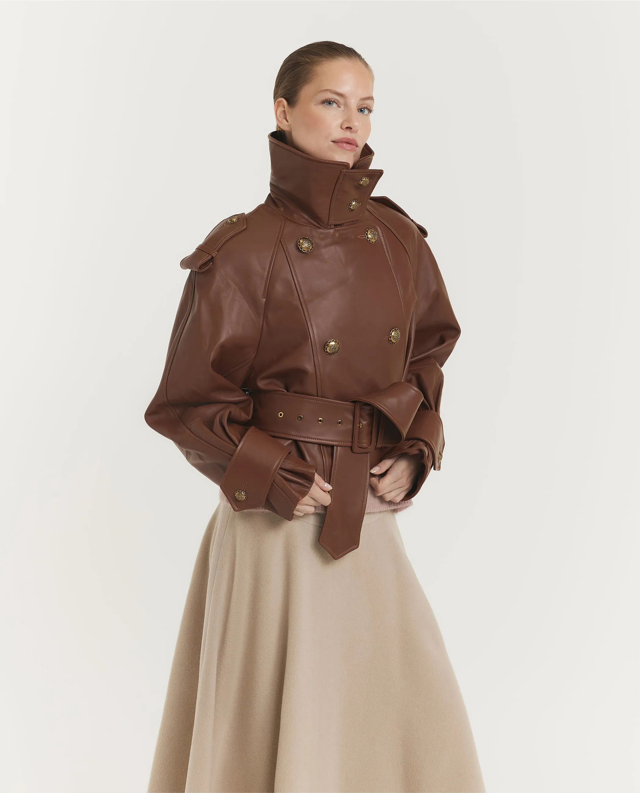 Hypnotic Leren Crop Trench - Bruin sold by Pauw Amsterdam product image thumbnail 4