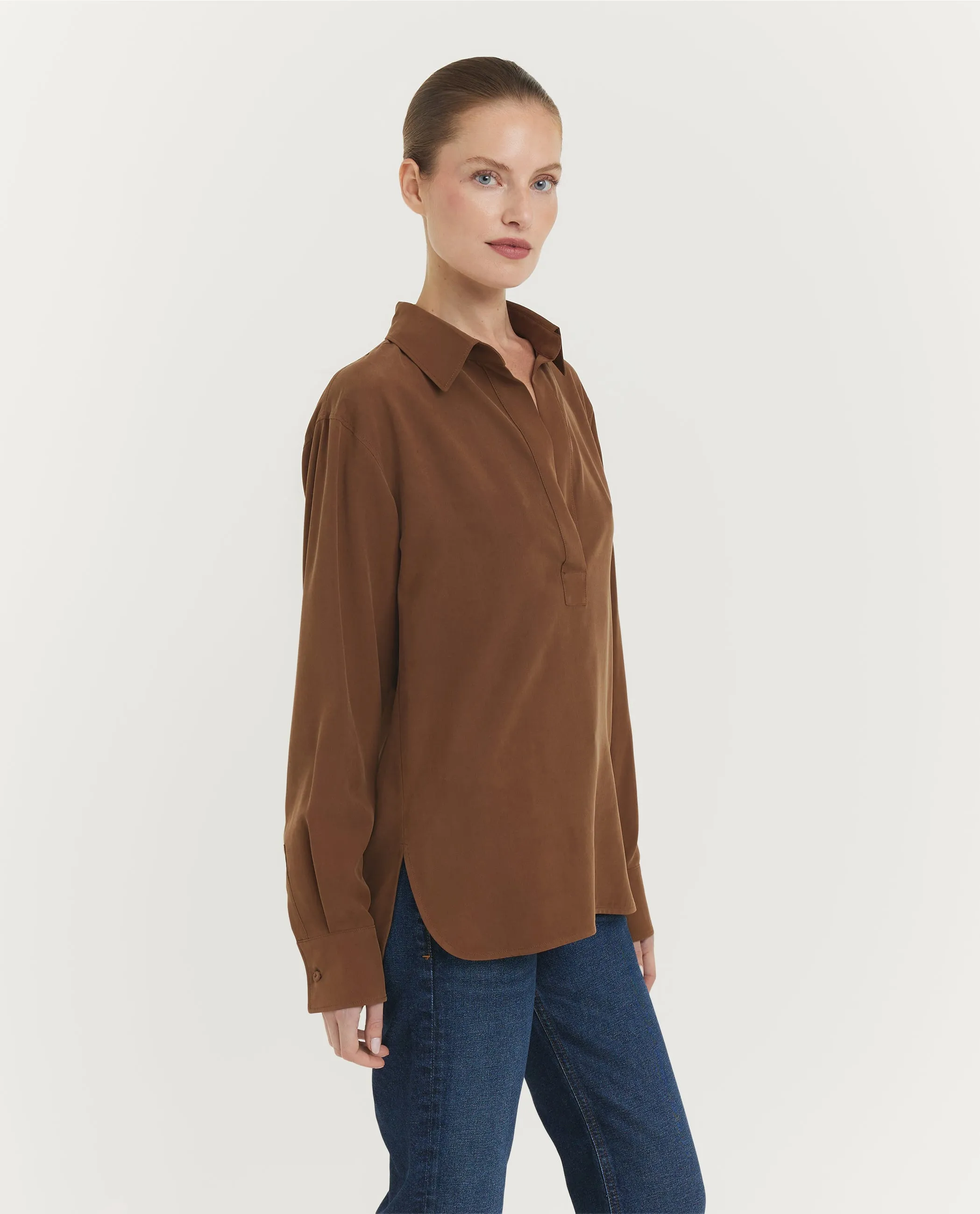 Zijden Mirko Blouse - Bruin sold by Pauw Amsterdam product image thumbnail 3