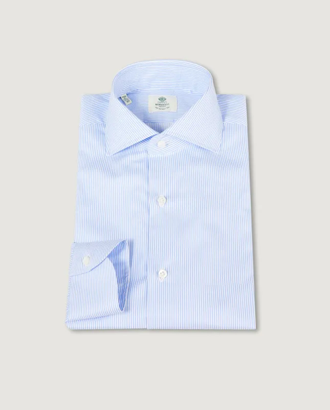 Gestreept Twill Shirt - Lichtblauw sold by Pauw Amsterdam