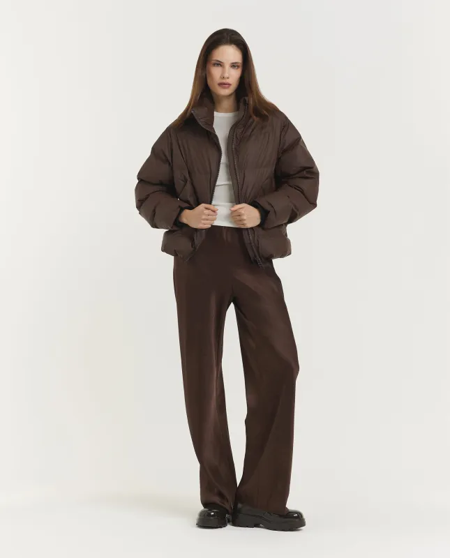 Wijde Satijnen Broek - Bruin sold by Pauw Amsterdam