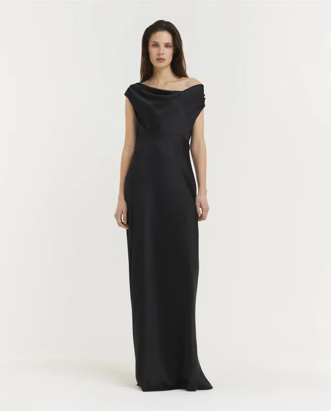 Draped Cowl Maxi Jurk - Zwart sold by Pauw Amsterdam