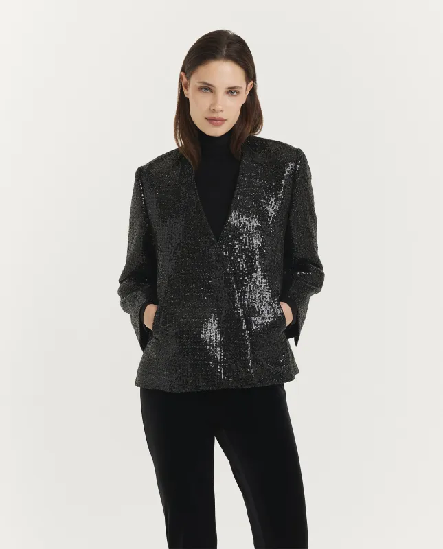 Gekruist Pailletten Blazer - Zwart sold by Pauw Amsterdam