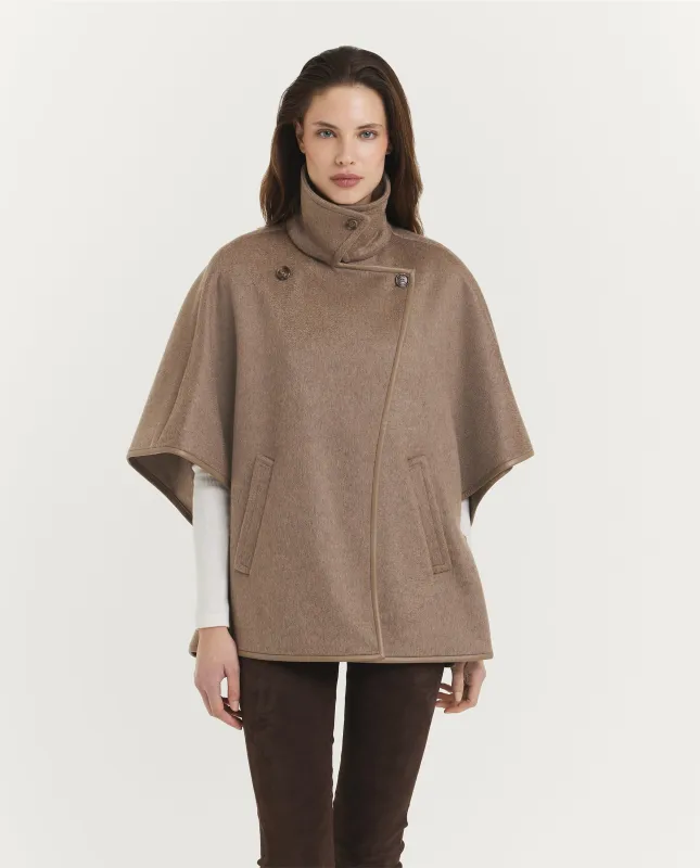 Cashmere Zibeline Cape - Lichtbruin sold by Pauw Amsterdam