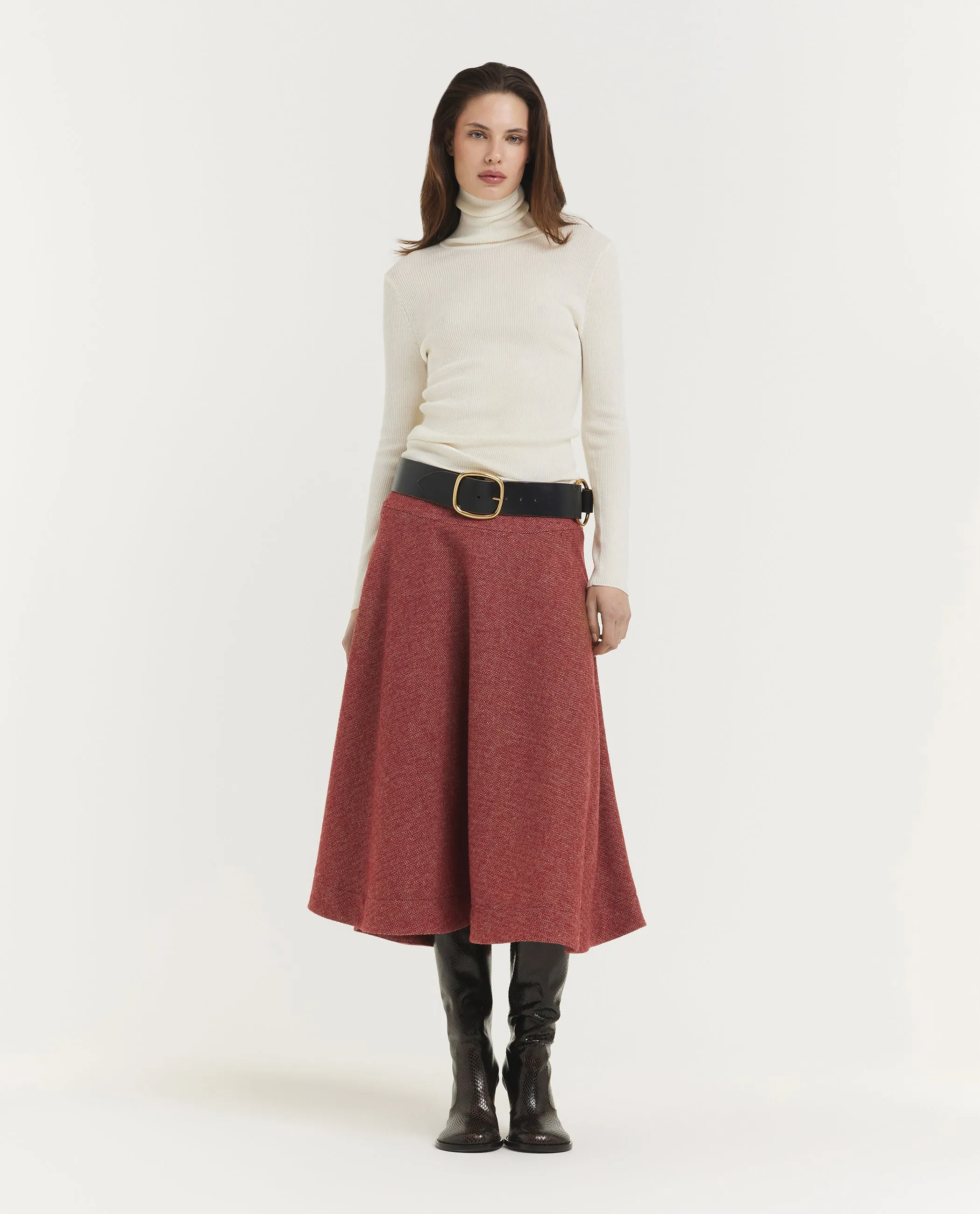 Wollen Midi Rok - Rood sold by Pauw Amsterdam