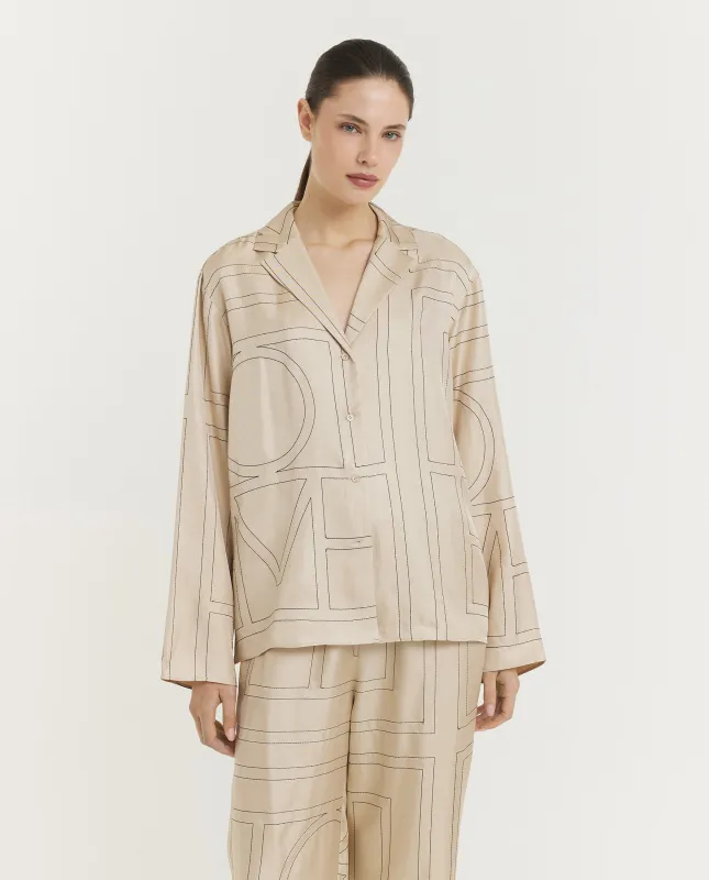 Monogram Zijden PJ Top - Ecru sold by Pauw Amsterdam