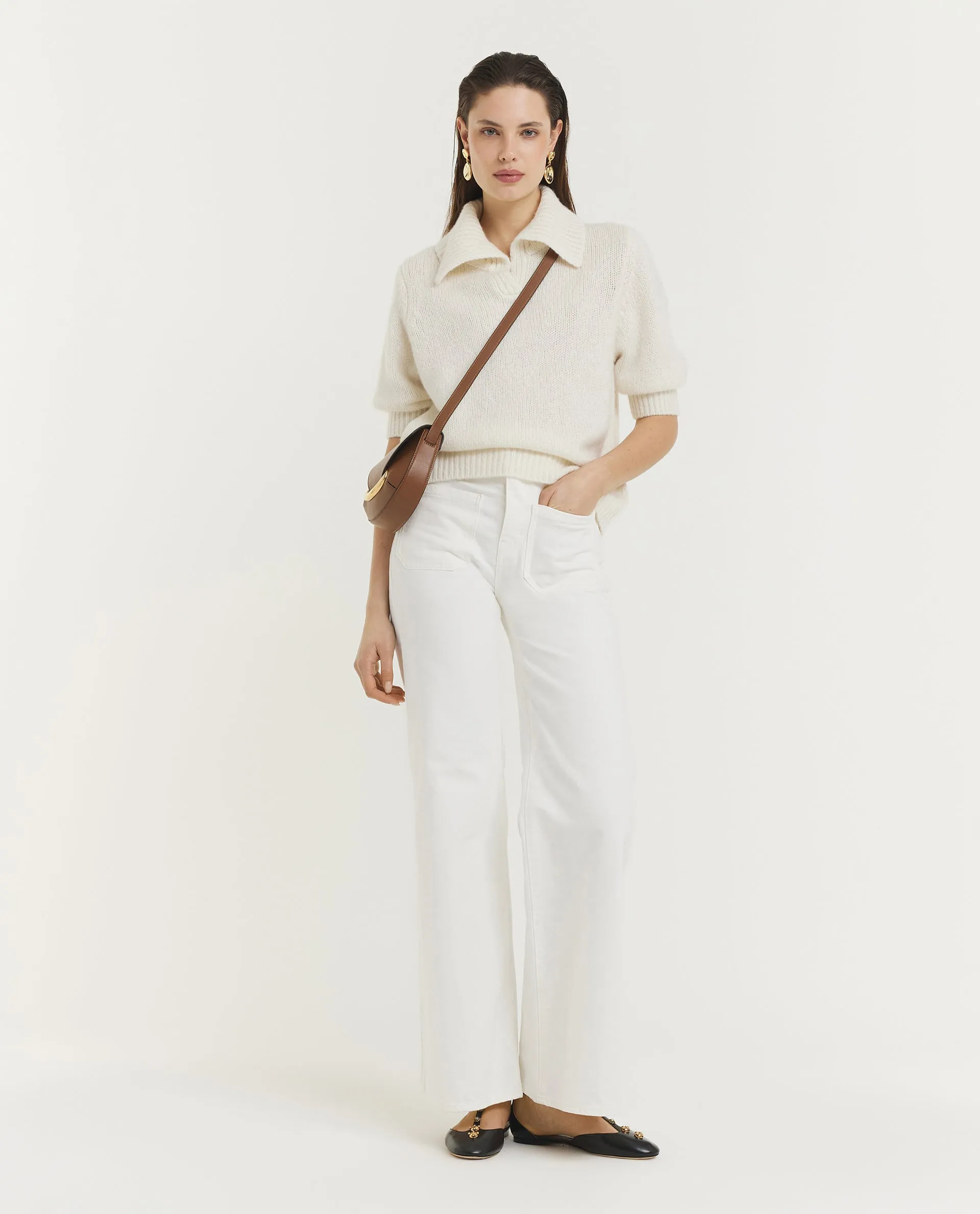 Cashmere Zijden Polo Knit - Ecru sold by Pauw Amsterdam product image thumbnail 3