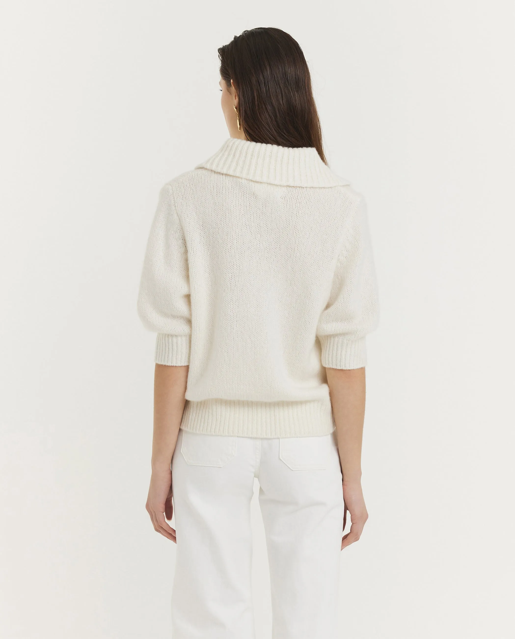 Cashmere Zijden Polo Knit - Ecru sold by Pauw Amsterdam product image thumbnail 5