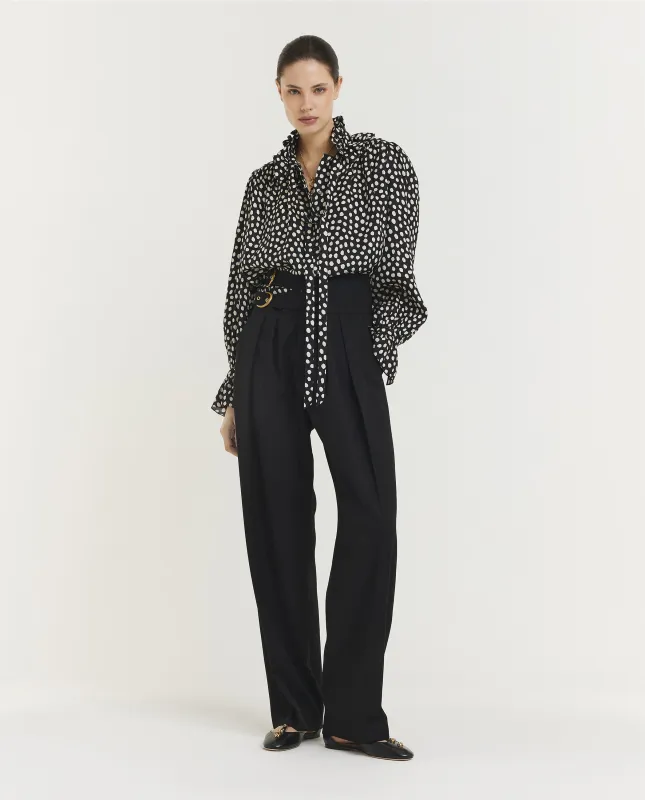 Wollen Geplooide Pantalon - Zwart sold by Pauw Amsterdam