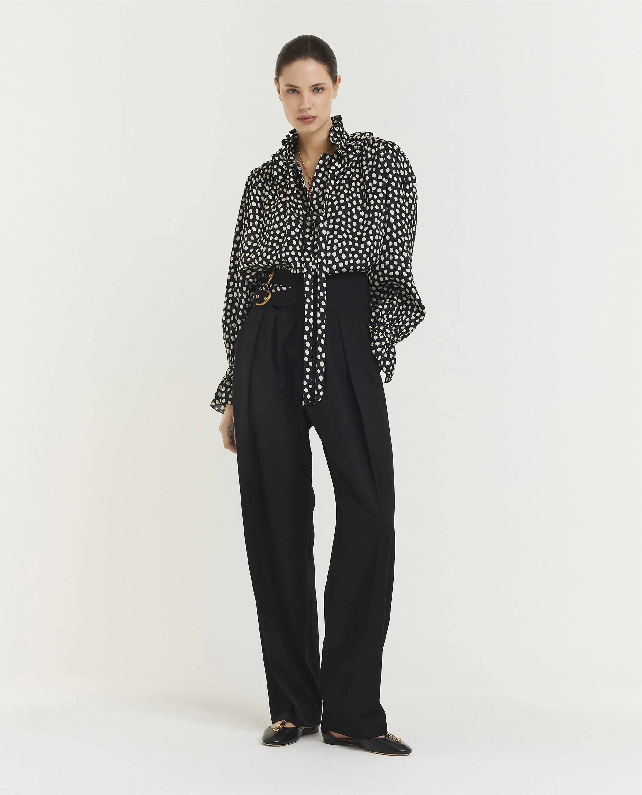 Wollen Geplooide Pantalon - Zwart sold by Pauw Amsterdam