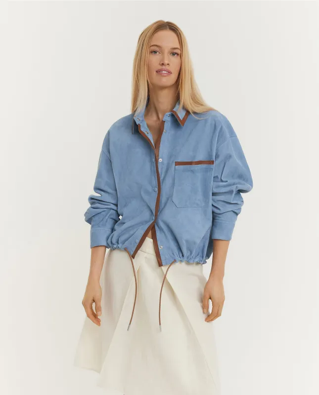Suede Contrast Shirt - Lichtblauw sold by Pauw Amsterdam