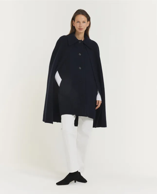 Wollen Cape Jas - Donkerblauw sold by Pauw Amsterdam