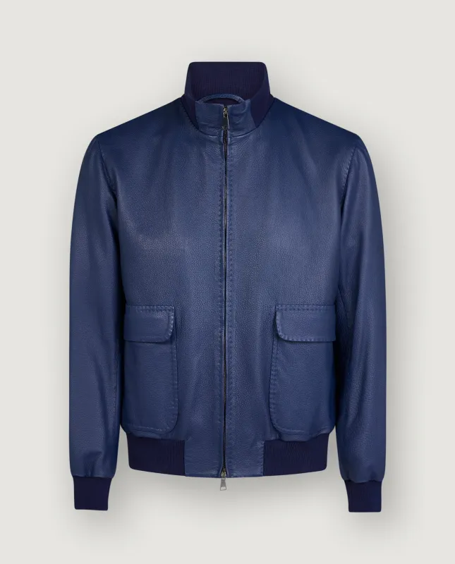 Handgemaakte Lederen Bomberjas - Blauw sold by Pauw Amsterdam