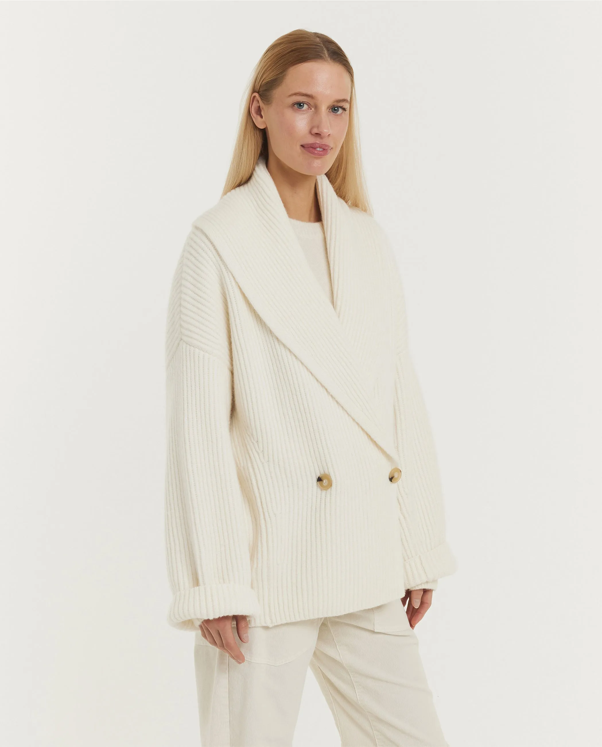 Gedrapeerde Sweaterjas - Ecru sold by Pauw Amsterdam product image thumbnail 4