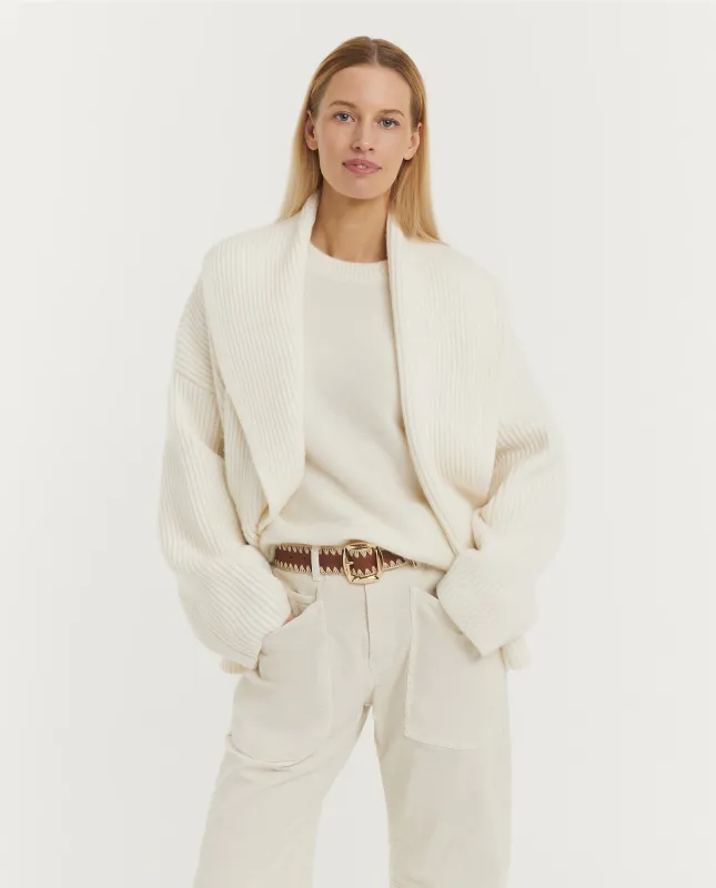 Gedrapeerde Sweaterjas - Ecru sold by Pauw Amsterdam