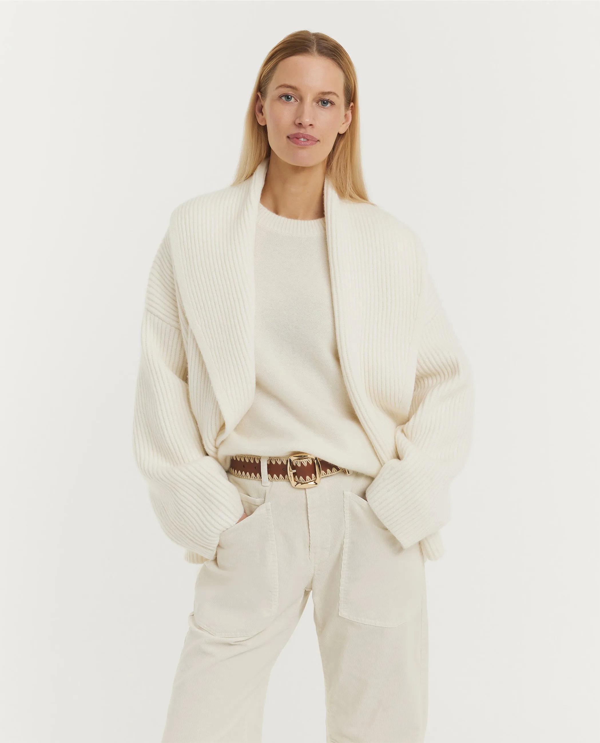 Gedrapeerde Sweaterjas - Ecru sold by Pauw Amsterdam