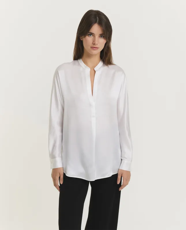 Band Collar Blouse - Wit sold by Pauw Amsterdam