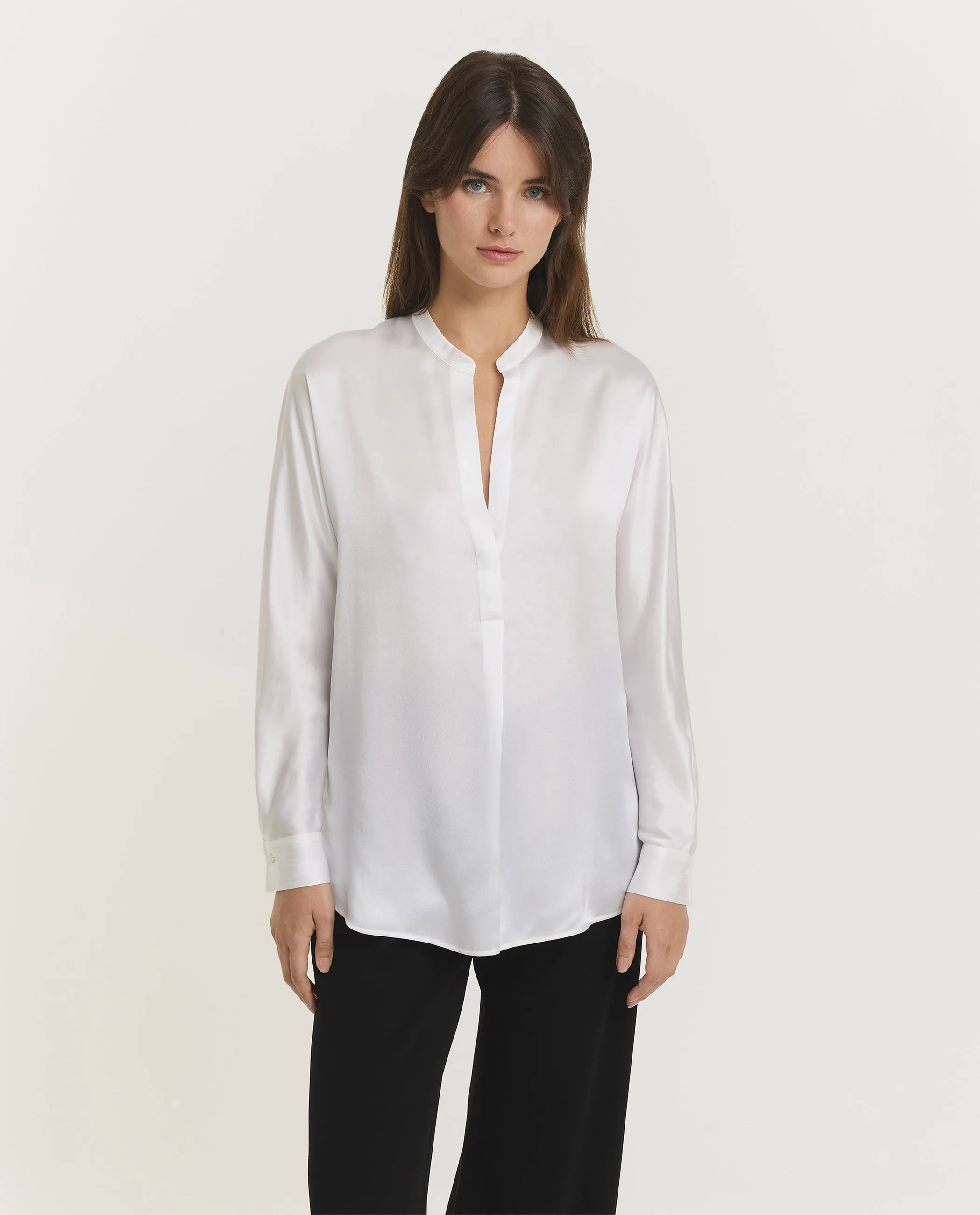Band Collar Blouse - Wit sold by Pauw Amsterdam