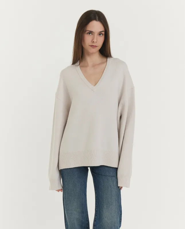 n°457 Jack Cashmere V-Neck Trui - Ecru made by extreme cashmere