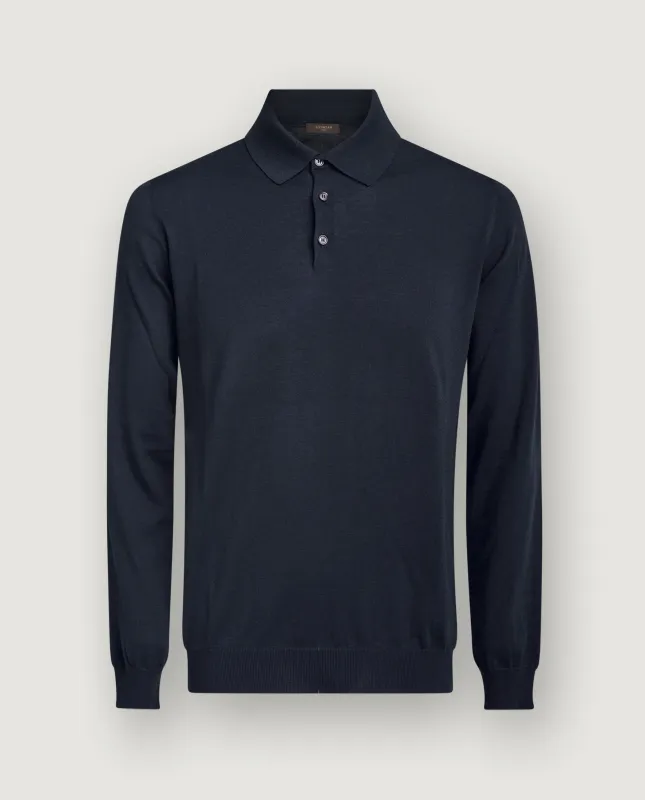 Katoen Zijden LS Polo made by Zanone