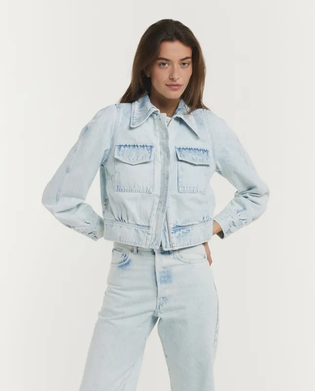 Cropped Gebleekt Denim Jasje sold by Pauw Amsterdam