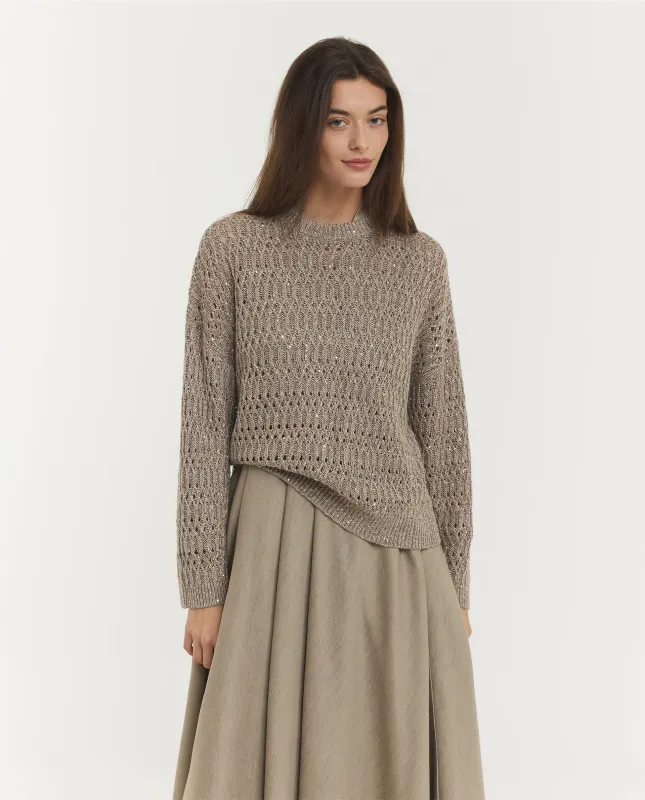 Open Gebreide Pailletten Trui made by Brunello Cucinelli