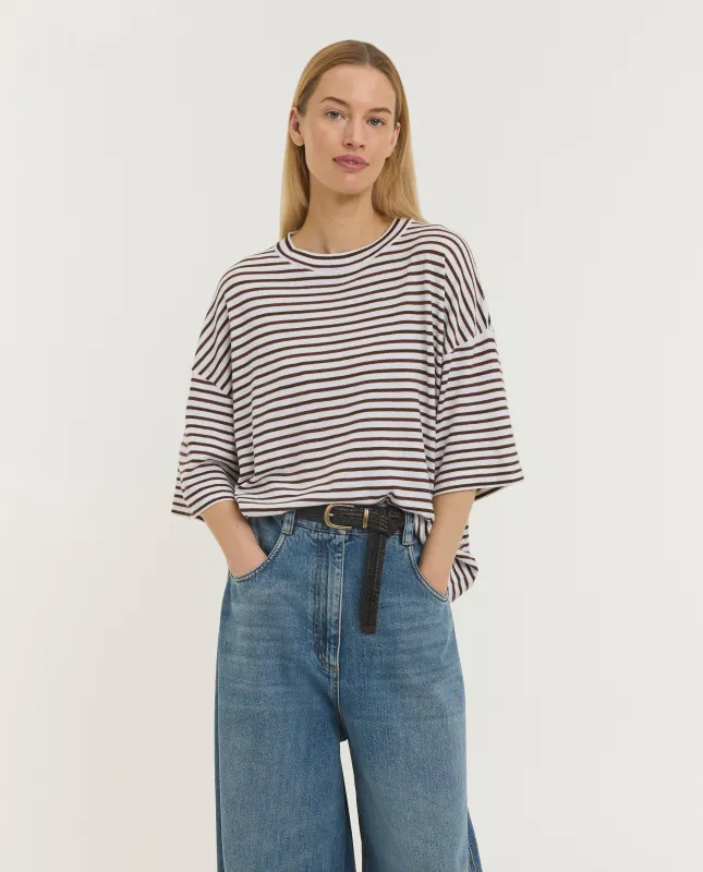 Wijd Gestreept T-Shirt made by Brunello Cucinelli
